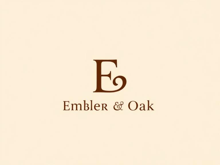 Minimal monogram logo for a specialty coffee brand 'Ember & Oak', warm earth tones, vector style